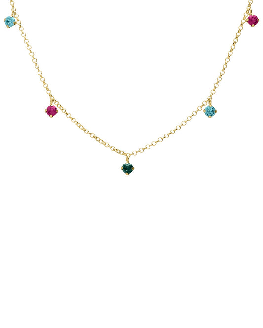 Collar corto Azure con cristal multicolor en Plata baño Oro