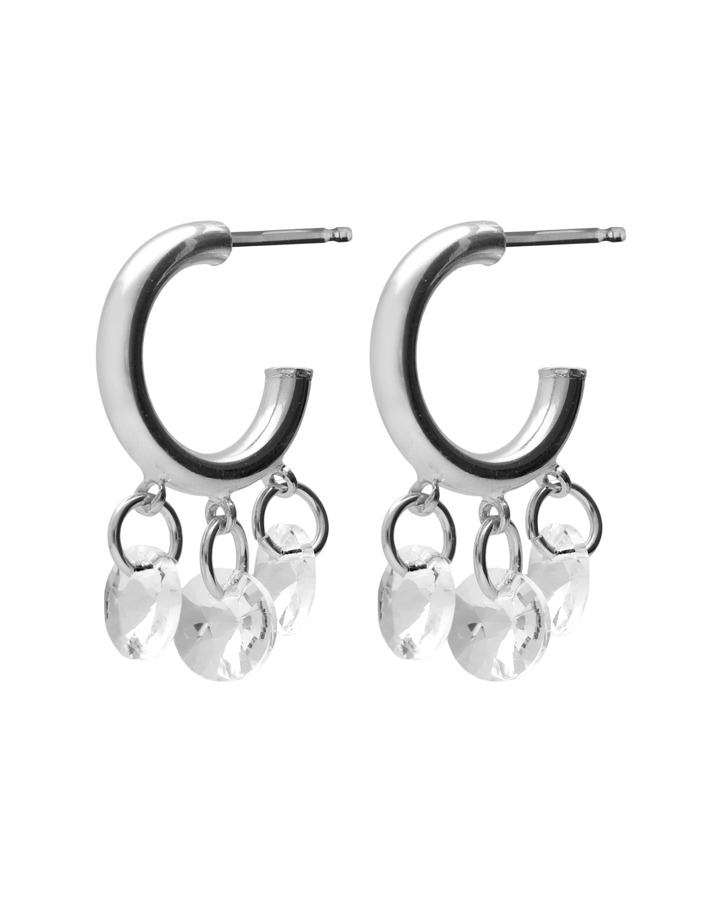 Pendientes aro Muse con cristal blanco en Plata