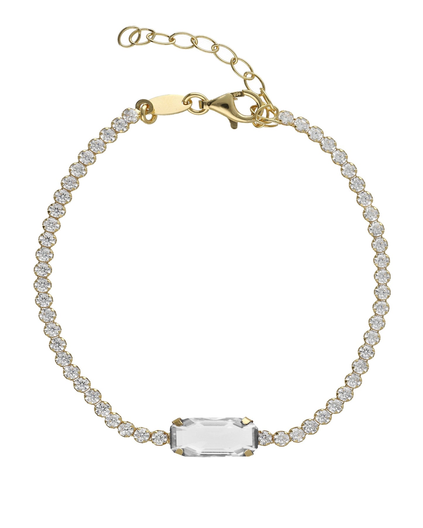 Pulsera rectángulo Lieve con cristal riviere blanco en Plata