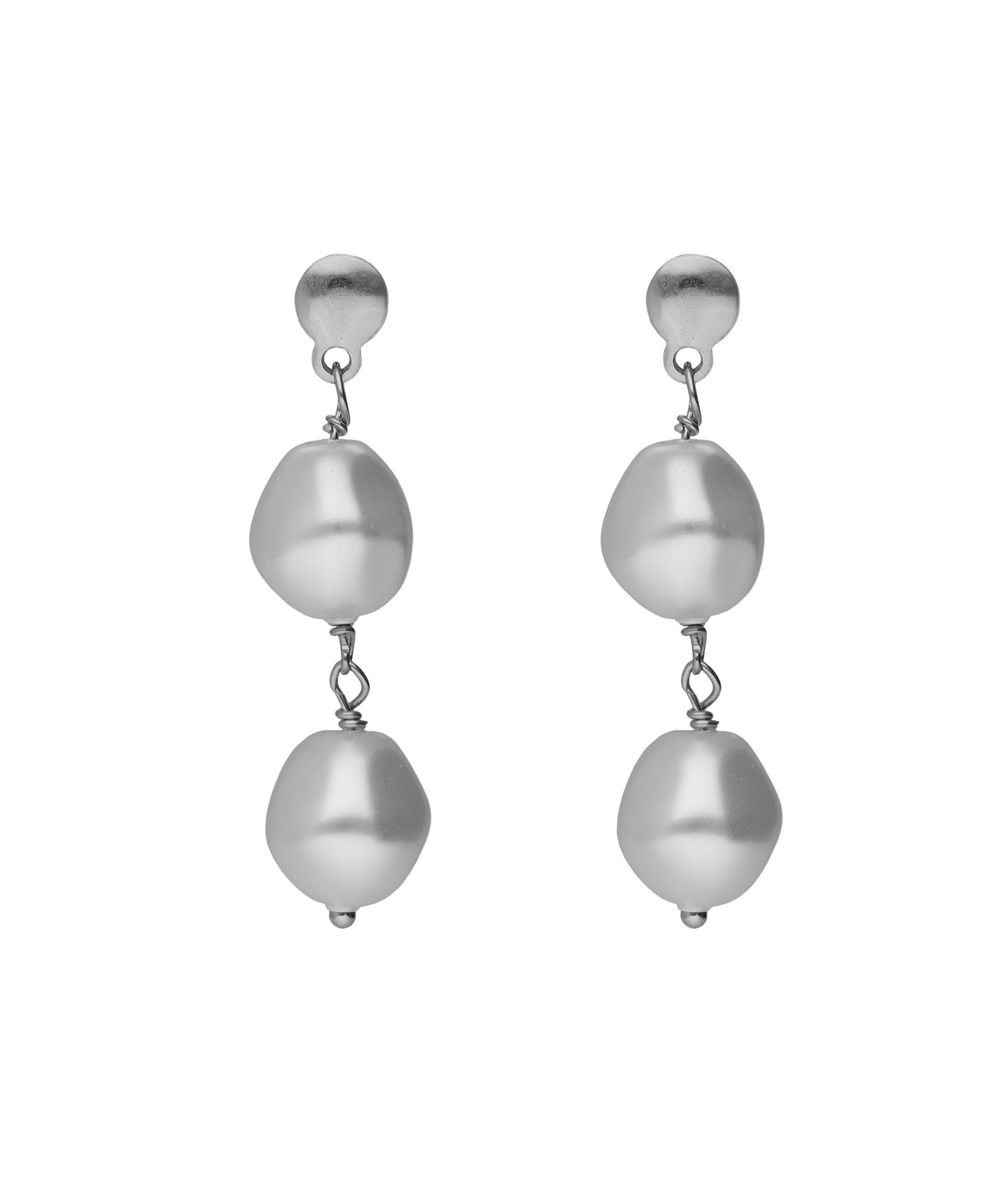 Pendientes cortos Sera con perla barroca en Plata