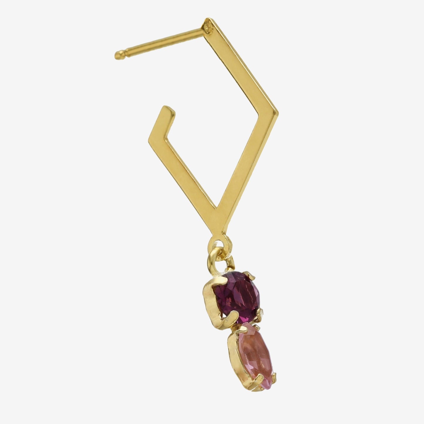 Pendientes aro Paris rombo cristal en Plata baño Oro