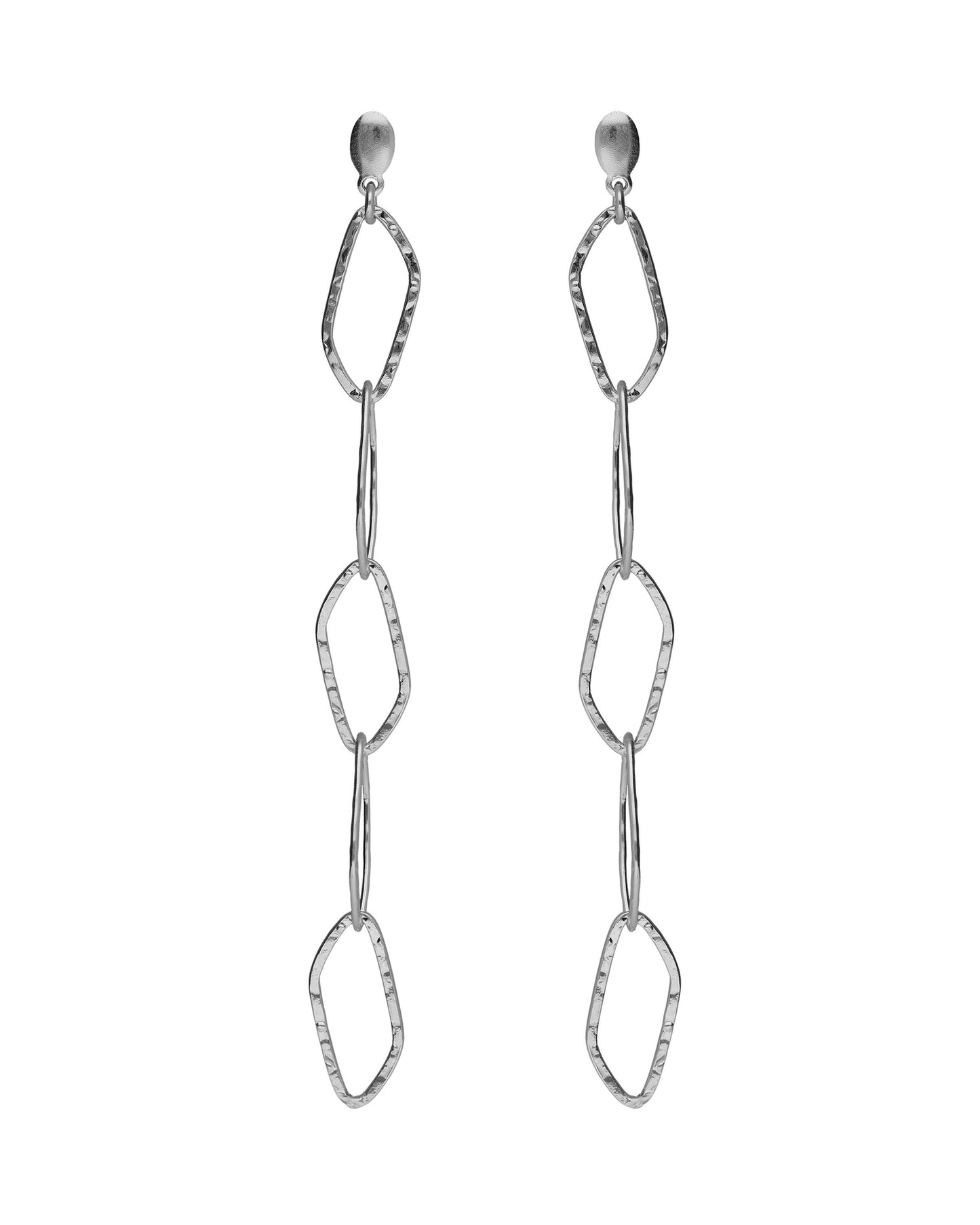 Pendientes largos textura eslabón Alpina en Plata