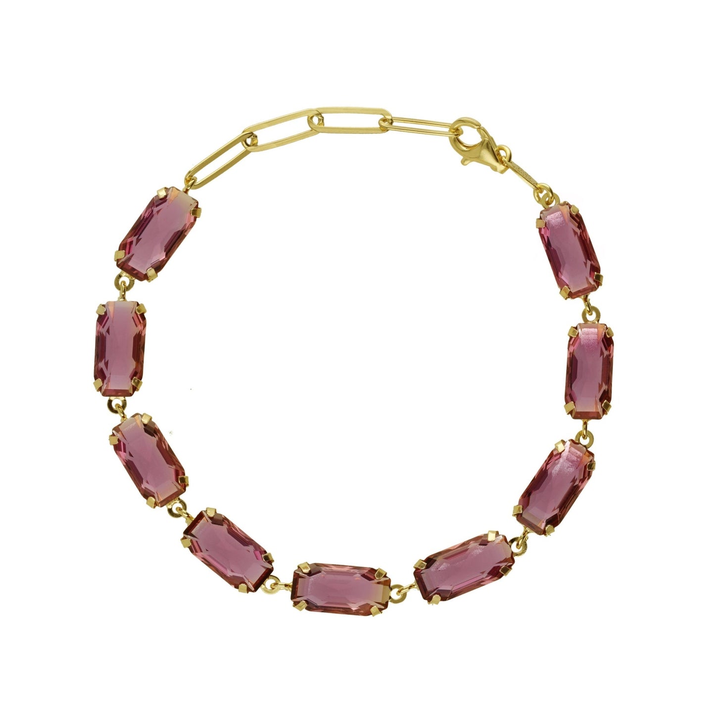 Pulsera Inspire rectángulo cristal en Plata baño Oro
