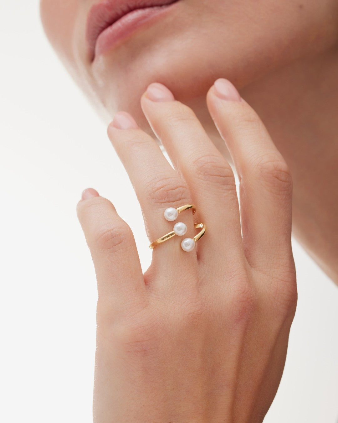 Anillo ajustable espiral Ohayo con perla en Plata