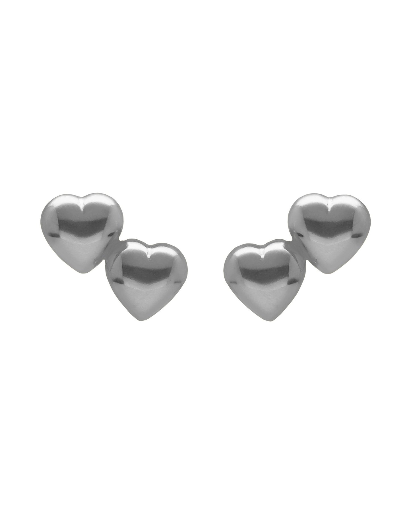 Pendientes botón Muá corazón pequeño doble en plata