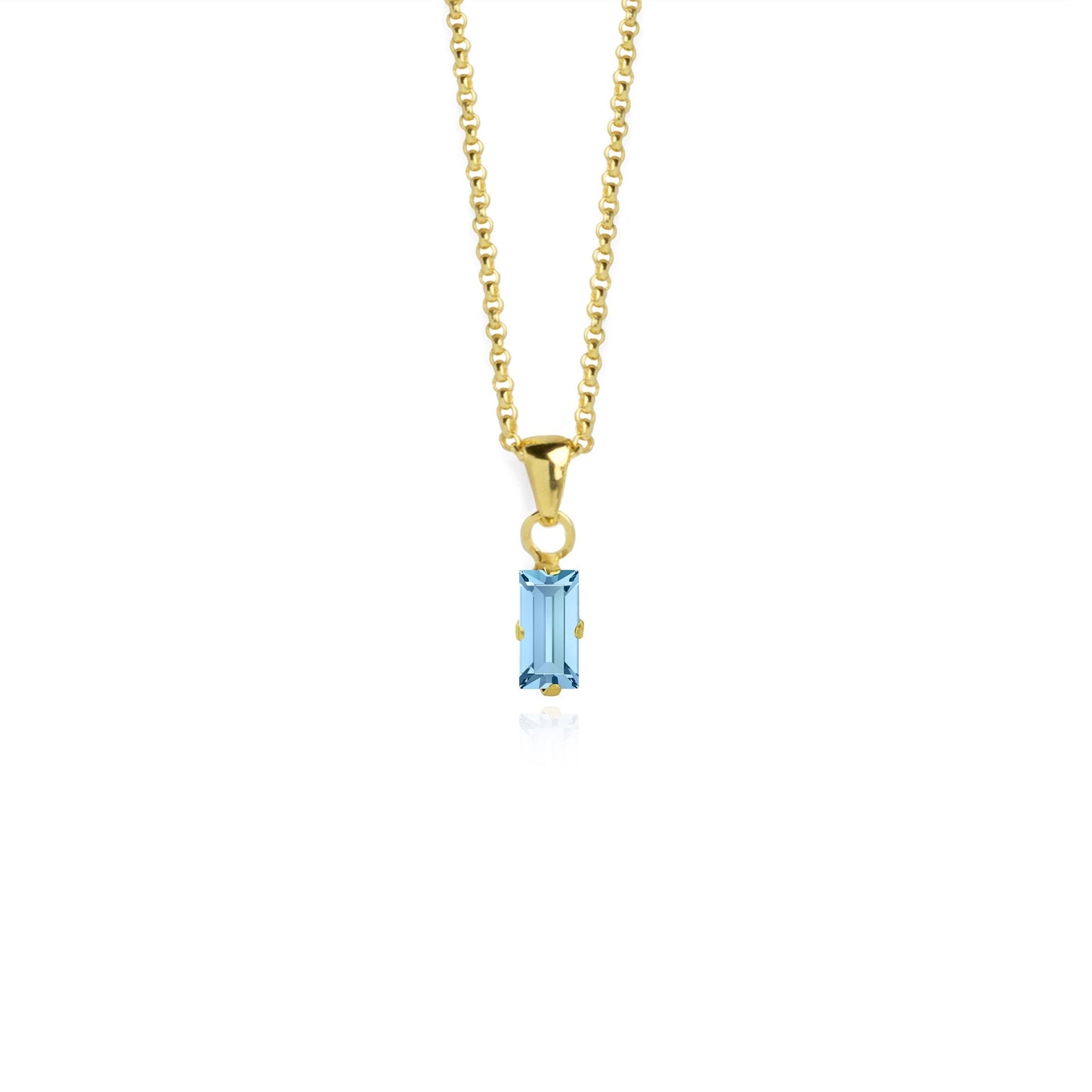 Collar corto Macedonia rectángulo cristal en Plata baño Oro