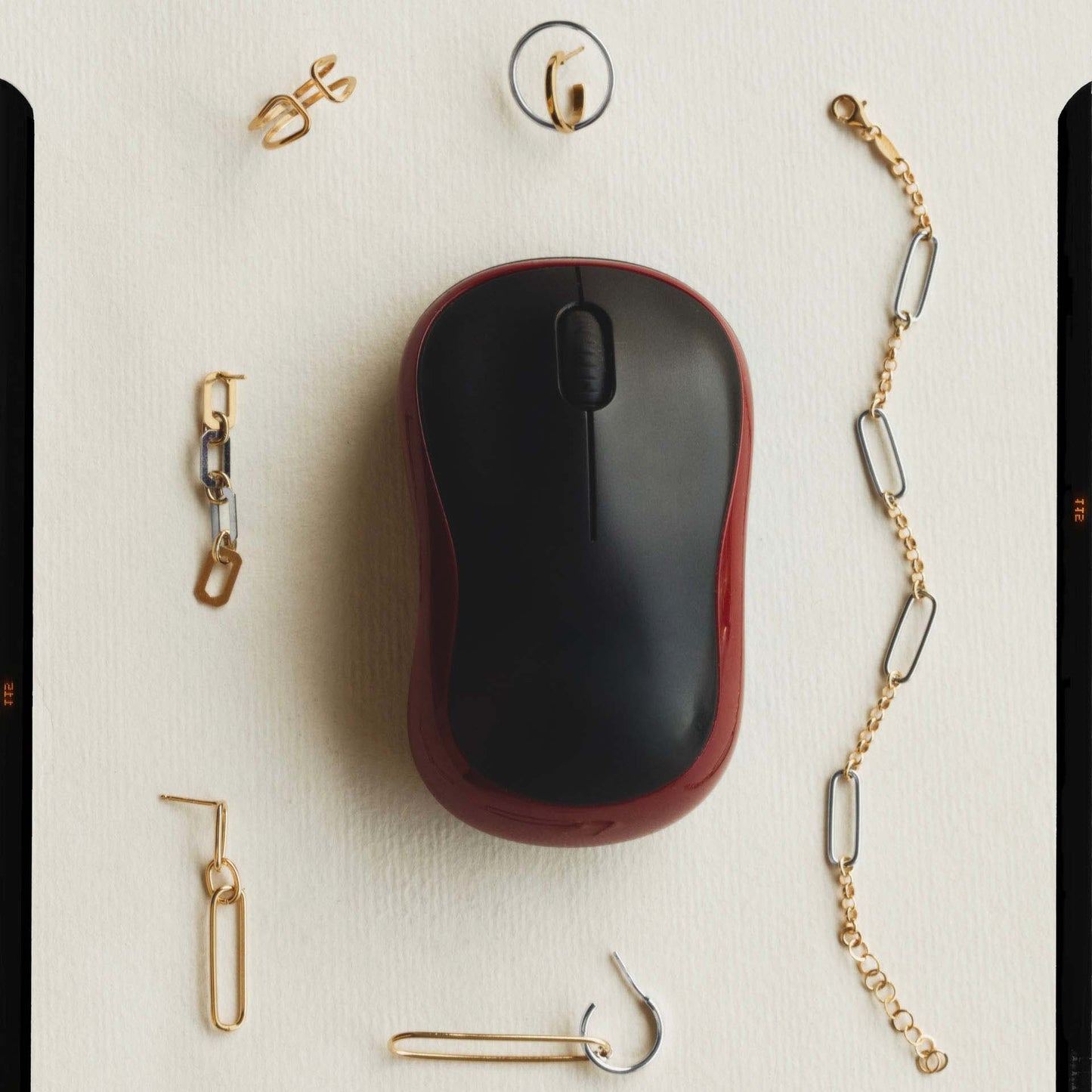 Pendientes aro Frame en Plata baño Oro y Rodio