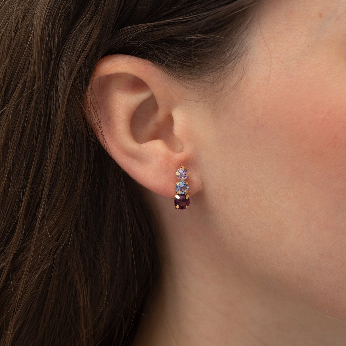Pendientes cortos Velvet cristal multicolor en Plata