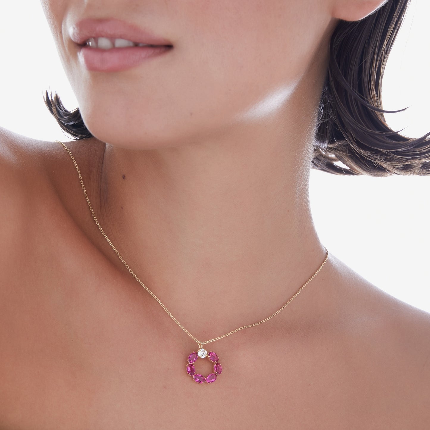 Collar corto Harmony círculo cristal en Plata baño Oro