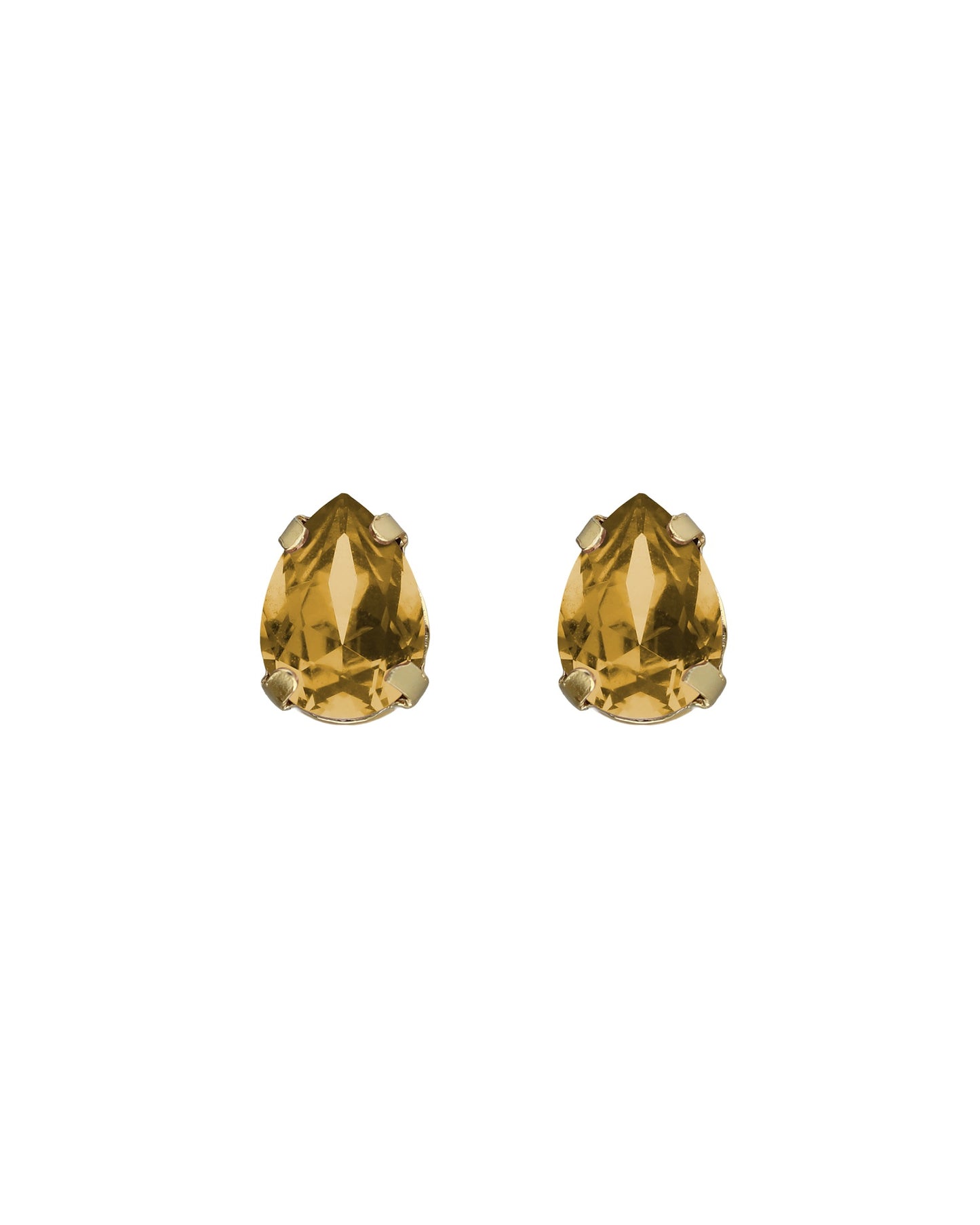 Pendientes botón lágrima Birthstone con cristal en Plata baño Oro