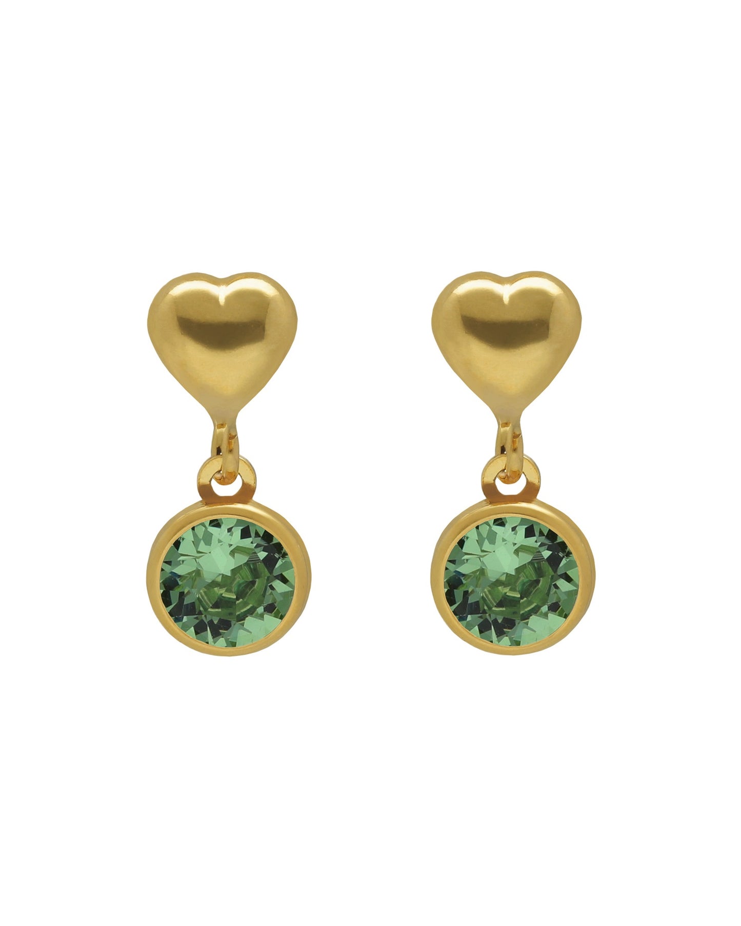 Pendientes cortos Muá corazón con cristal en plata baño oro
