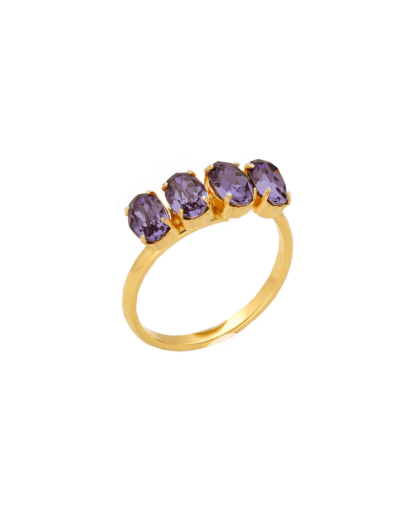 Anillo ajustable God Morgen con cristal en Plata baño Oro