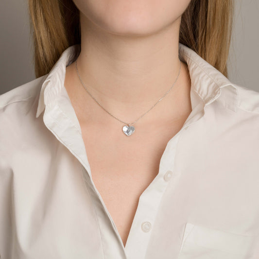 Collar corto Cuore corazón grande cristal en Plata baño Oro