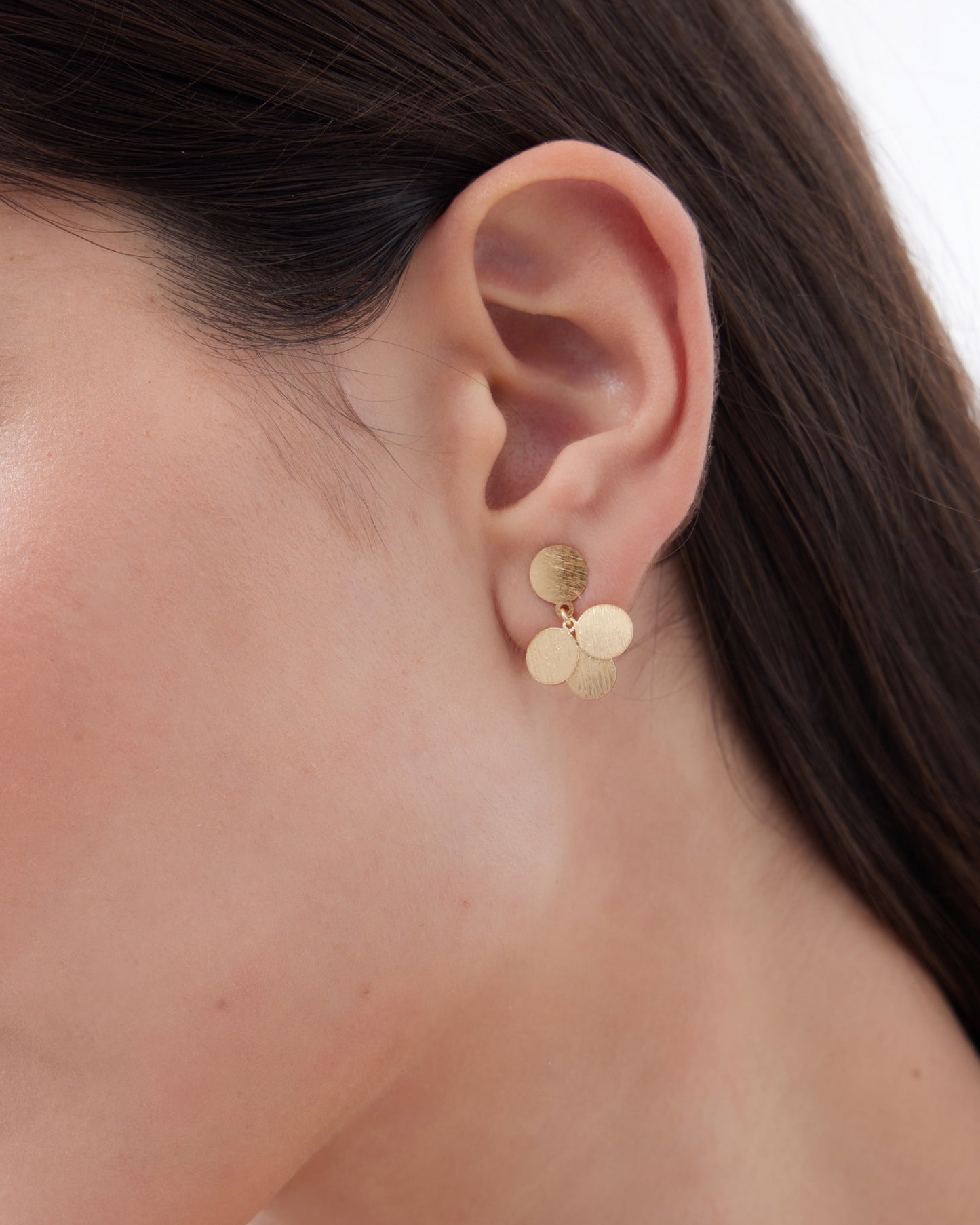 Pendientes cortos Azure círculo textura en Plata baño Oro