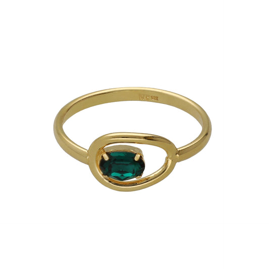 Anillo Prisme cerrado cristal en Plata baño Oro