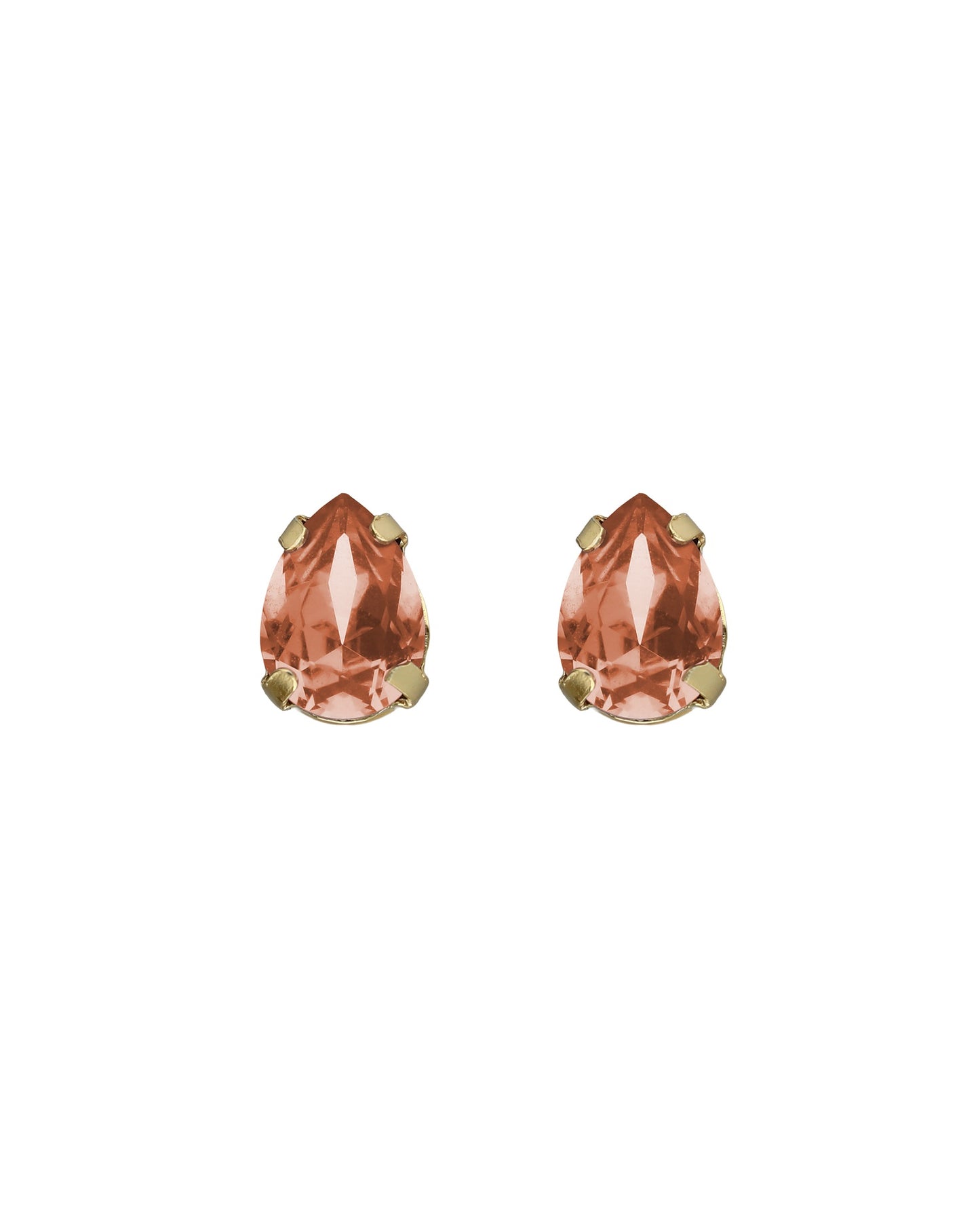 Pendientes botón lágrima Birthstone con cristal en Plata baño Oro