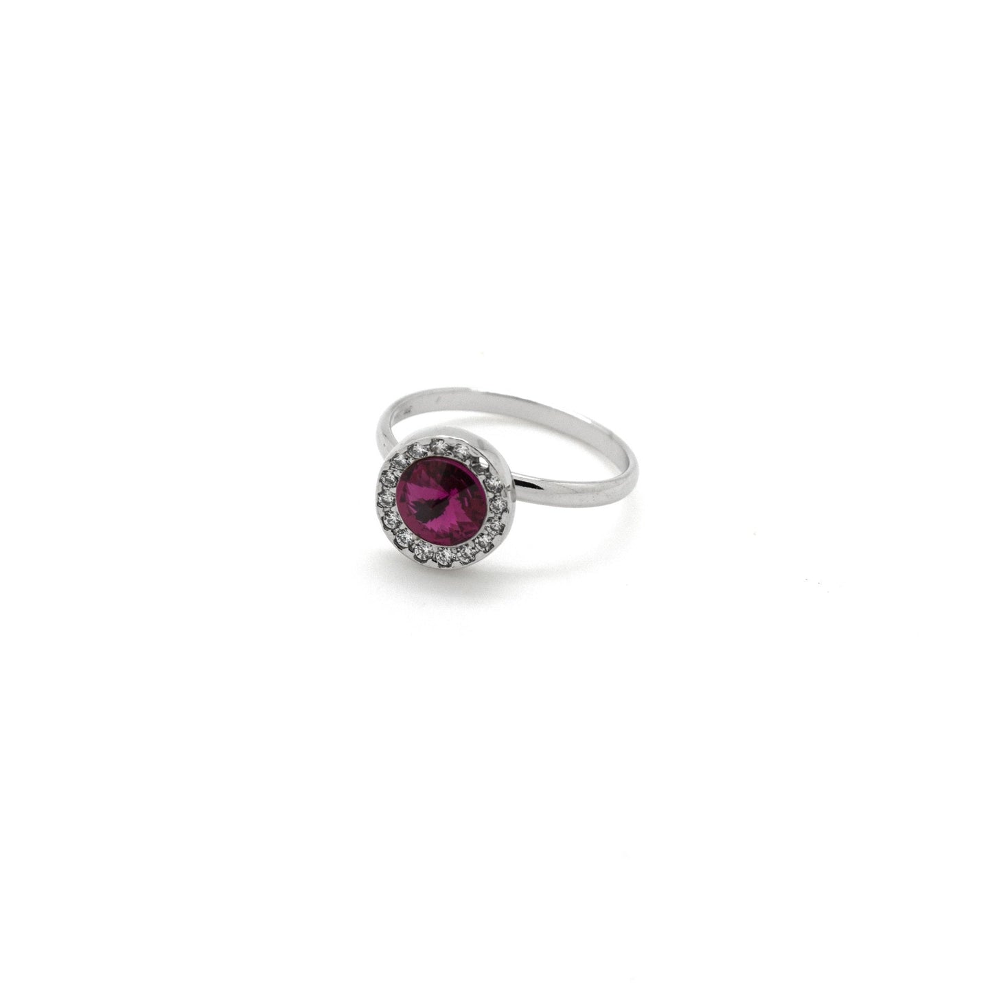 Anillo Premium ajustable círculo con cristales riviere en Plata baño rodio