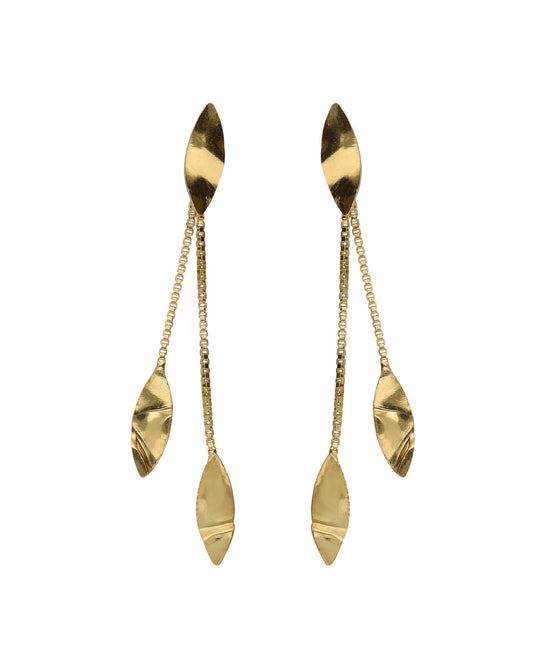 Pendientes largos textura hoja Alpina en Plata