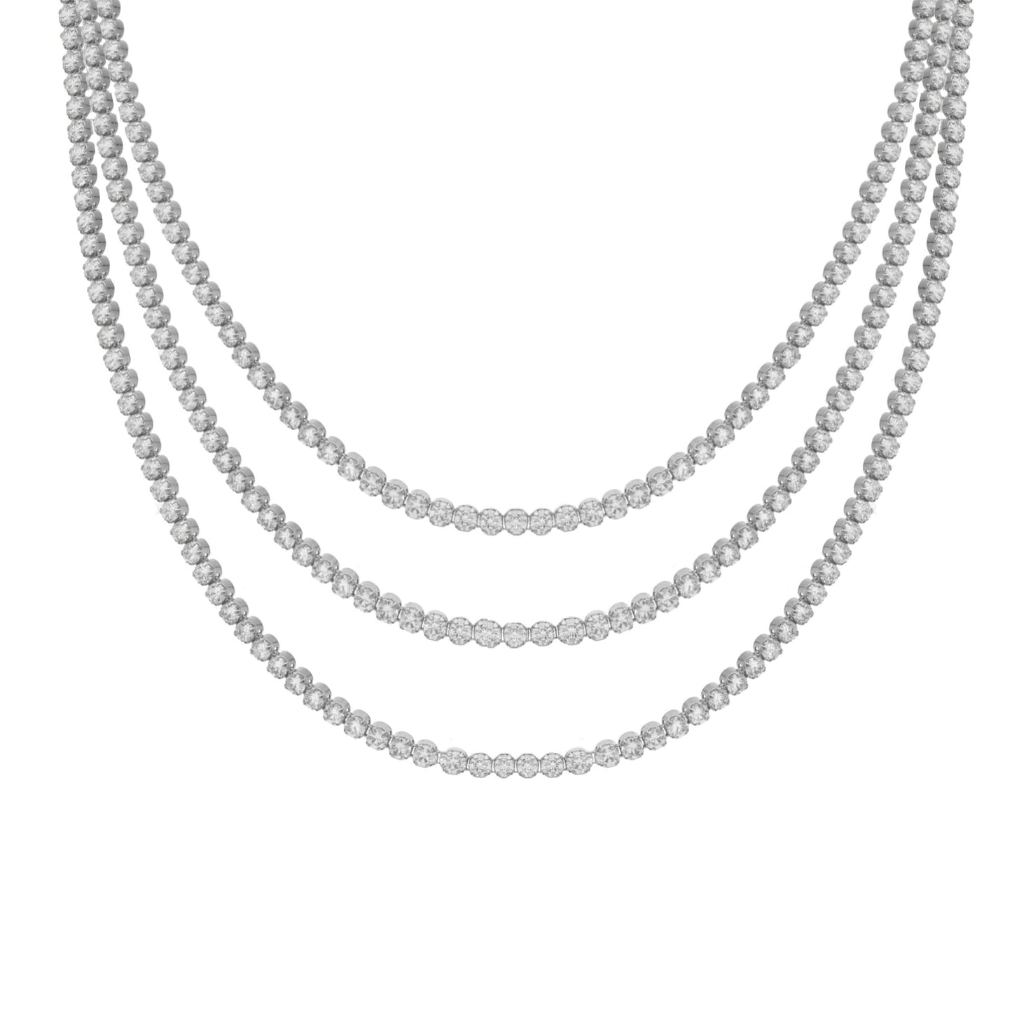Collar corto Halo cristales riviere en Plata