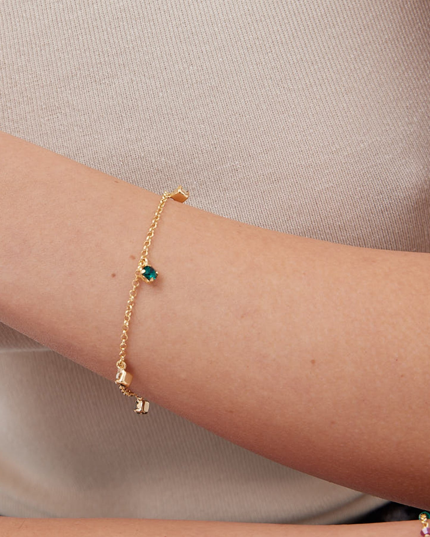 Pulsera Azure con cristal multicolor en Plata baño Oro
