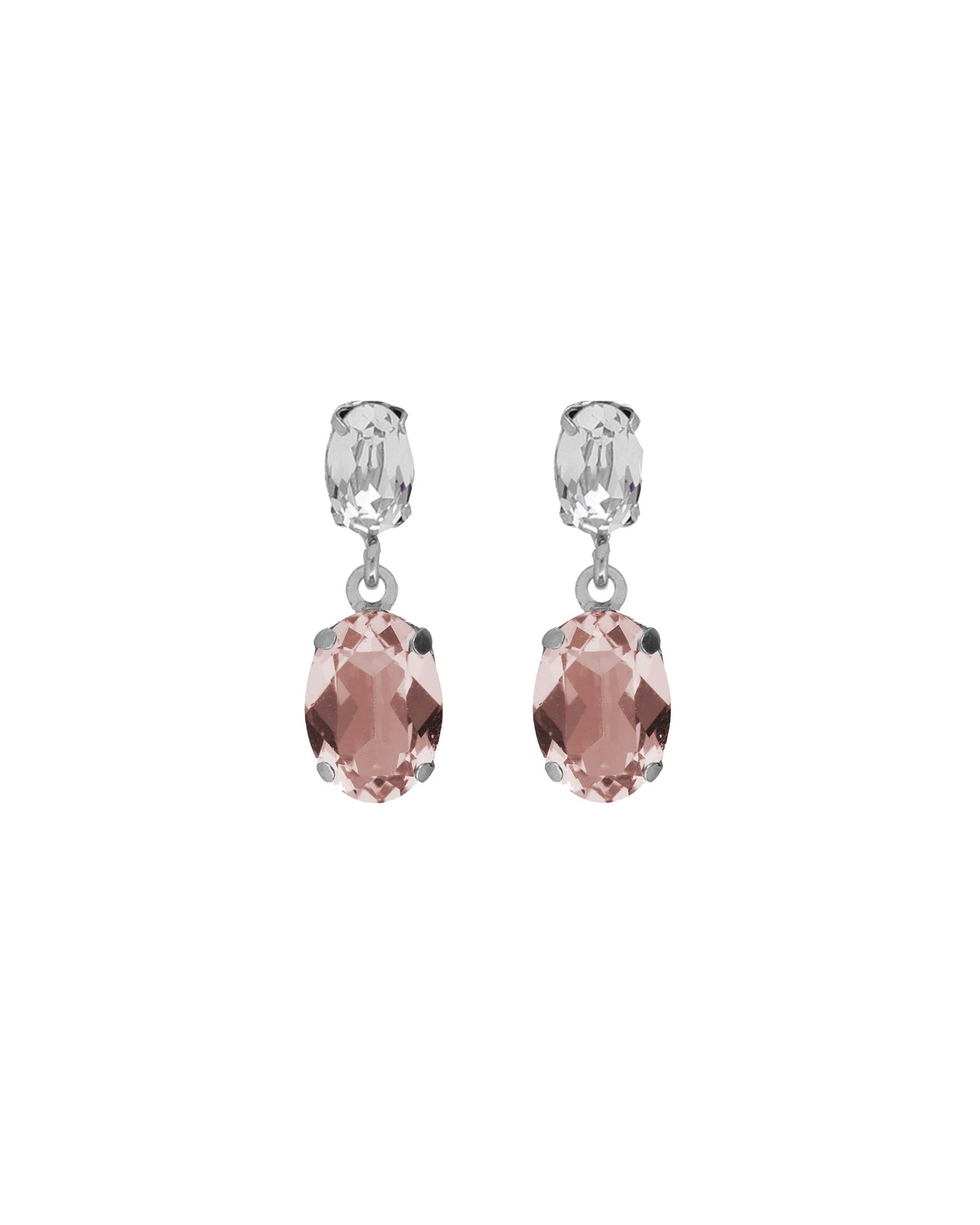 Pendientes cortos oval Ombra con cristal en Plata baño Rodio