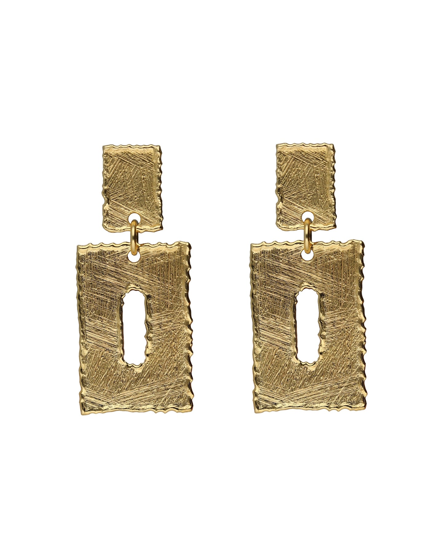 Pendientes cortos textura rectángulo Alaska en Plata