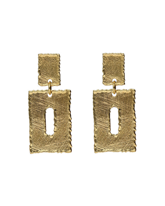 Pendientes cortos textura rectángulo Alaska en Plata