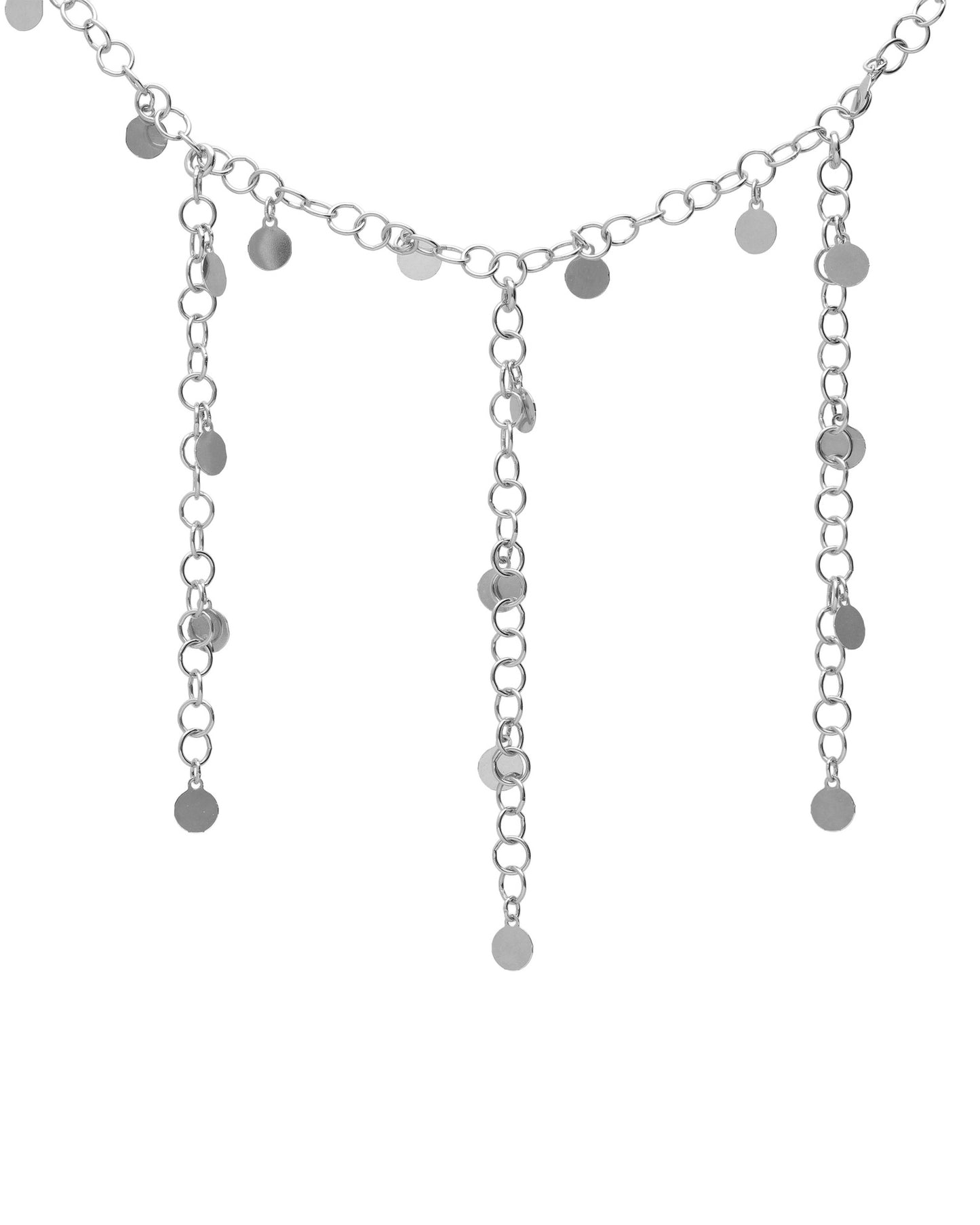 Collar largo Muse mini círculo en Plata