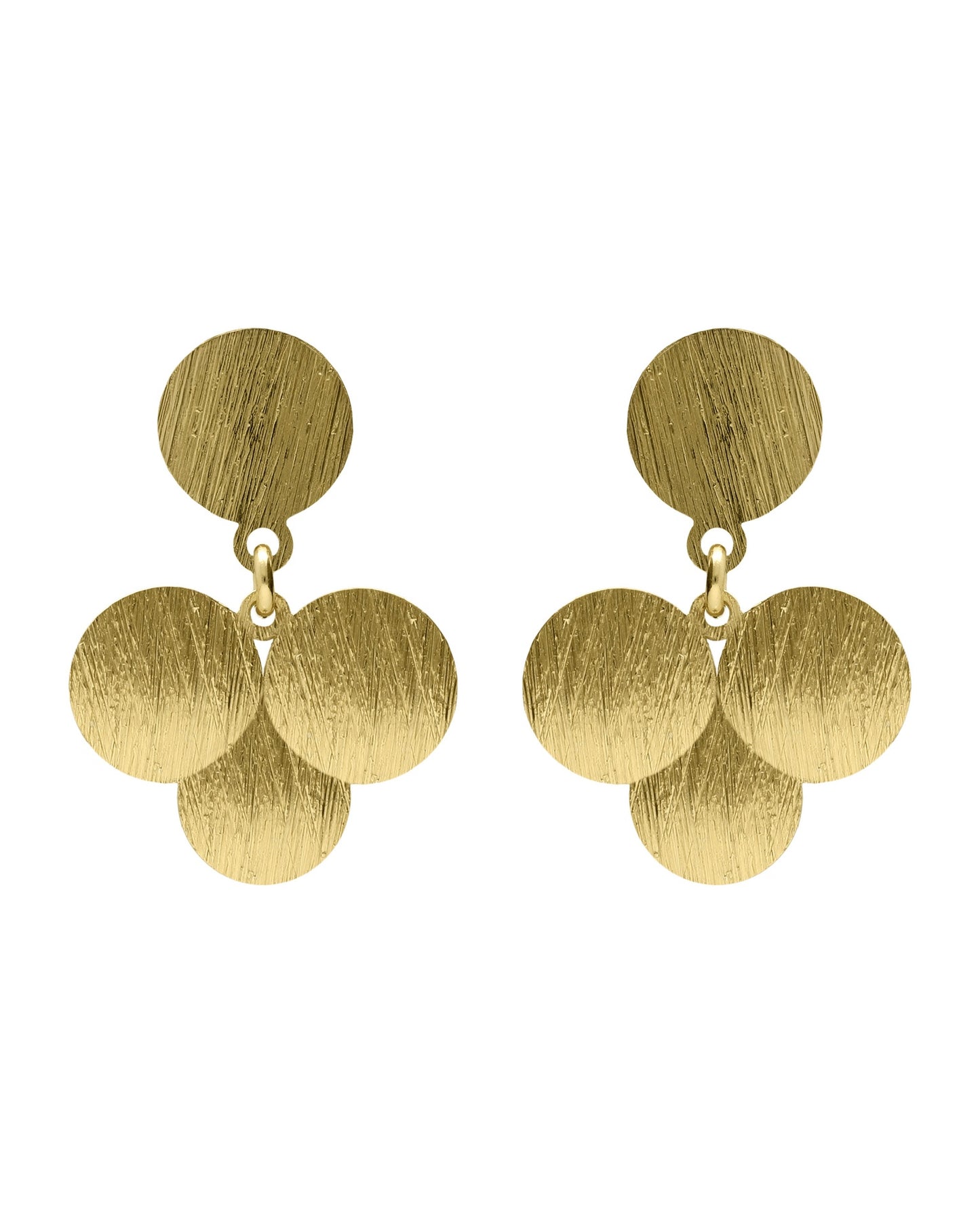 Pendientes cortos Azure círculo textura en Plata baño Oro