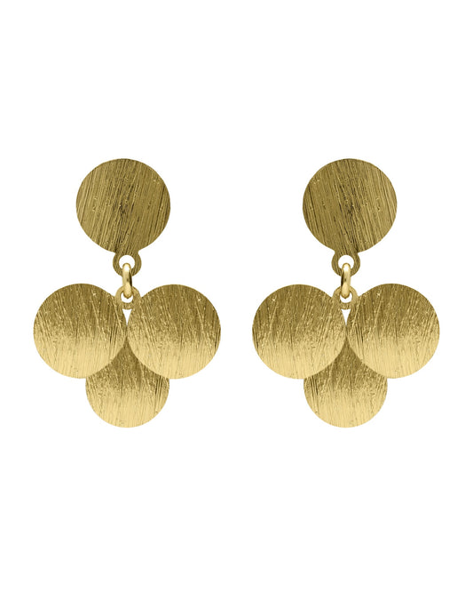 Pendientes cortos Azure círculo textura en Plata baño Oro