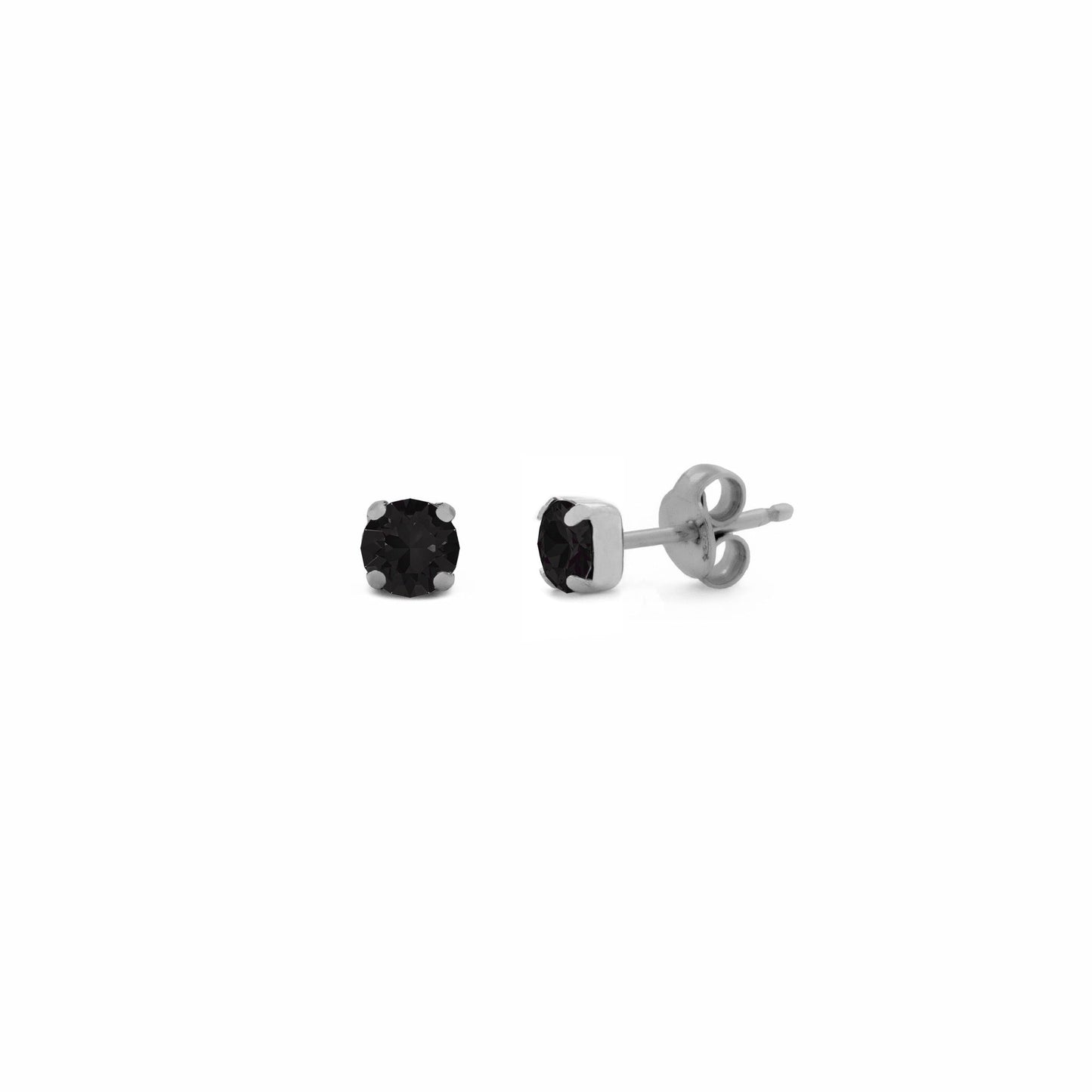 Pendientes botón Celine círculo cristal en Plata baño rodio