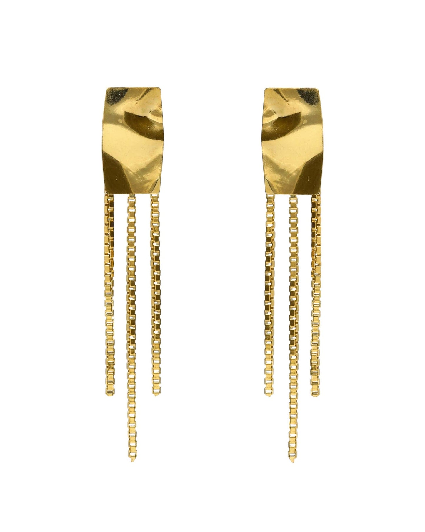 Pendientes largos Avenue rectángulo textura cadena en Plata