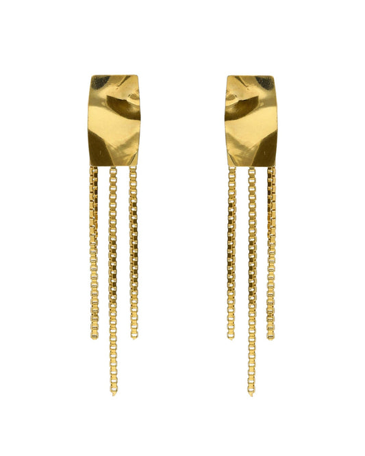 Pendientes largos Avenue rectángulo textura cadena en Plata