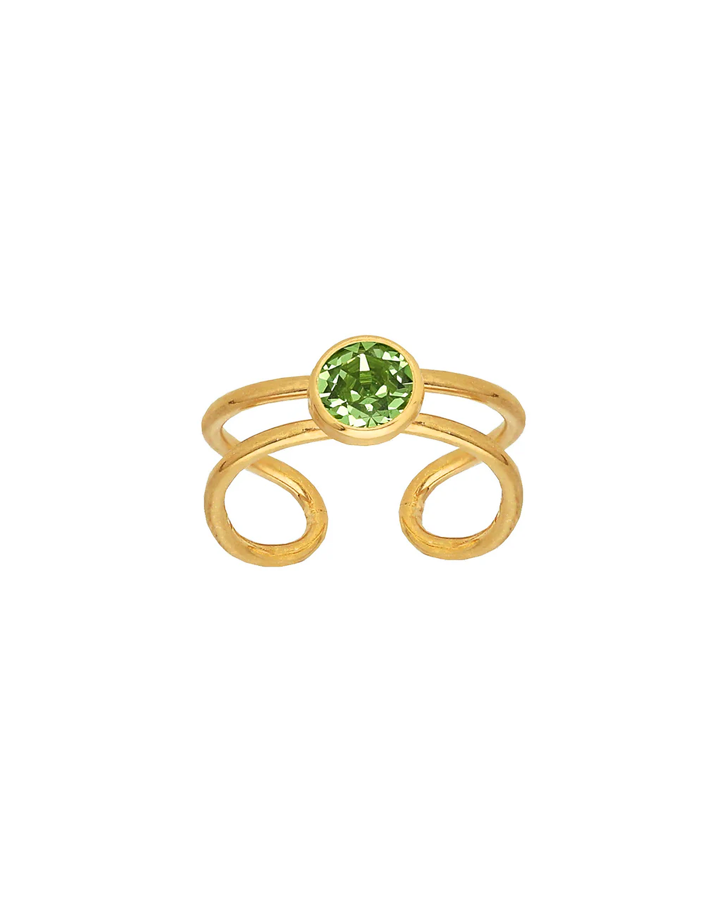 Anillo ajustable Bom Dia con 7mm cristal en Plata baño Oro