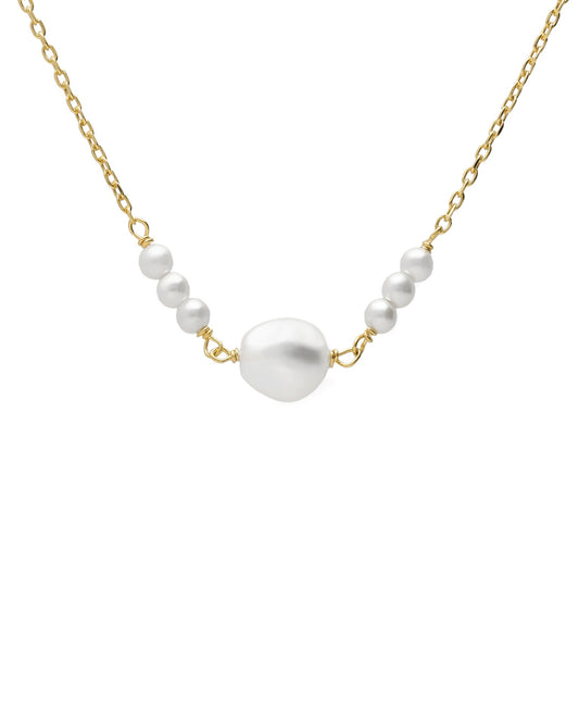 Collar corto Solene con perla barroca en Plata baño Oro