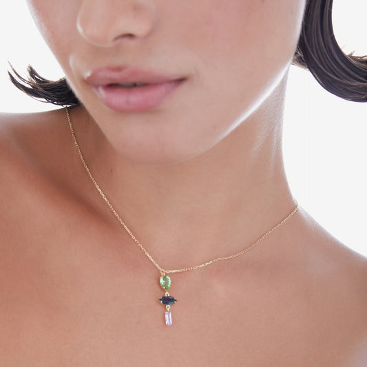 Collar corto Passion cristales multicolor en Plata baño Oro