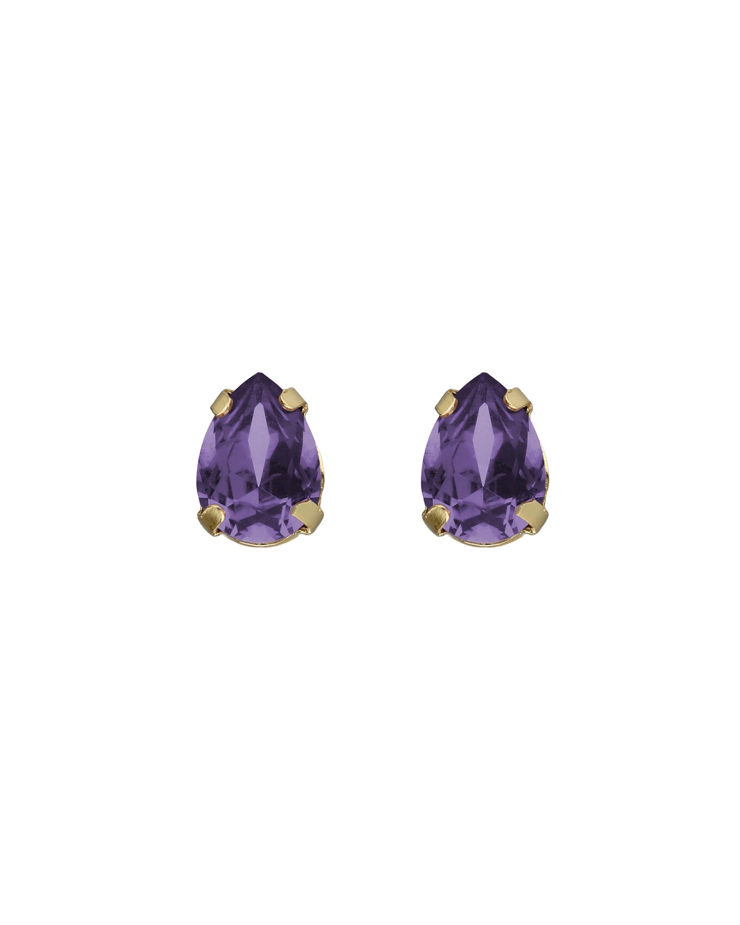 Pendientes botón lágrima Birthstone con cristal en Plata baño Oro