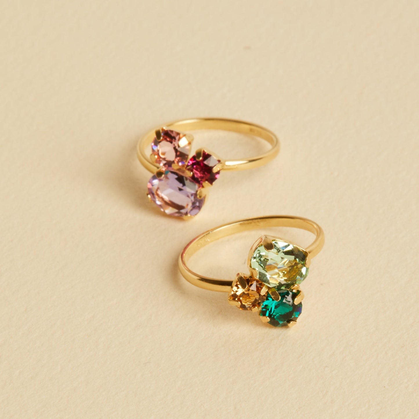 Anillo ajustable Alexandra Colourful cristal en Plata baño Oro