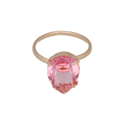 Anillo ajustable Blooming lágrima cristal en Plata baño Oro Rosa