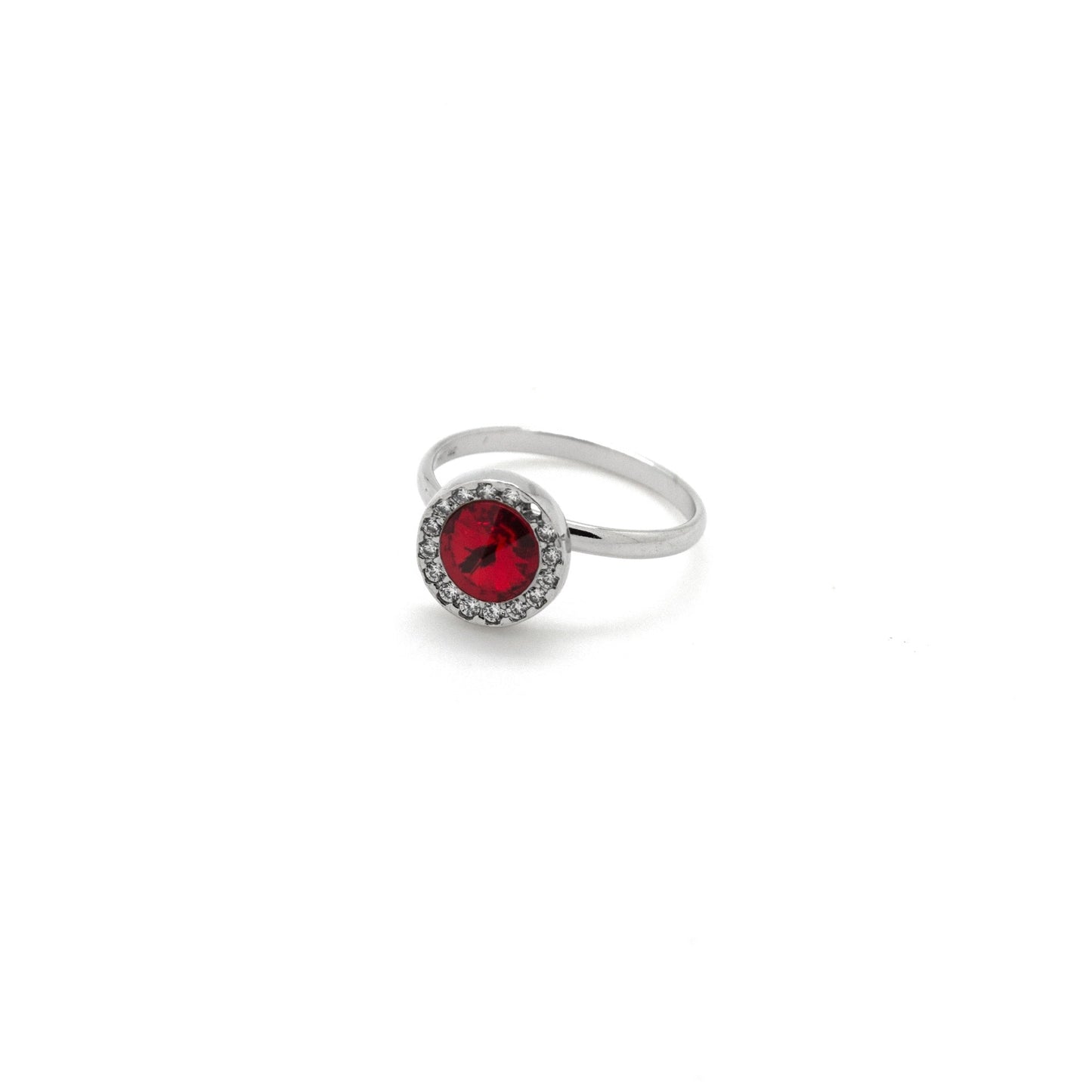 Anillo Premium ajustable círculo con cristales riviere en Plata baño rodio