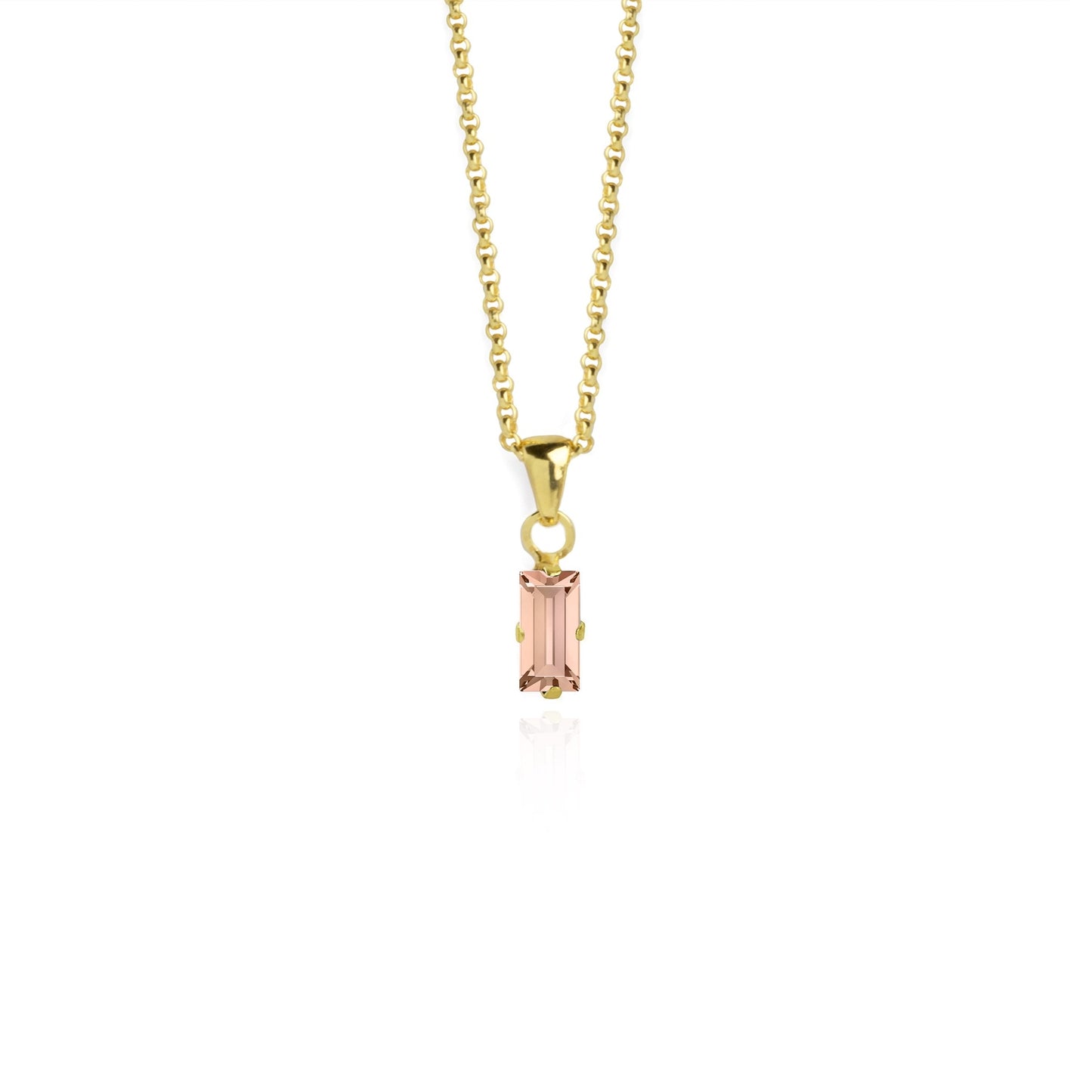 Collar corto Macedonia rectángulo cristal en Plata baño Oro