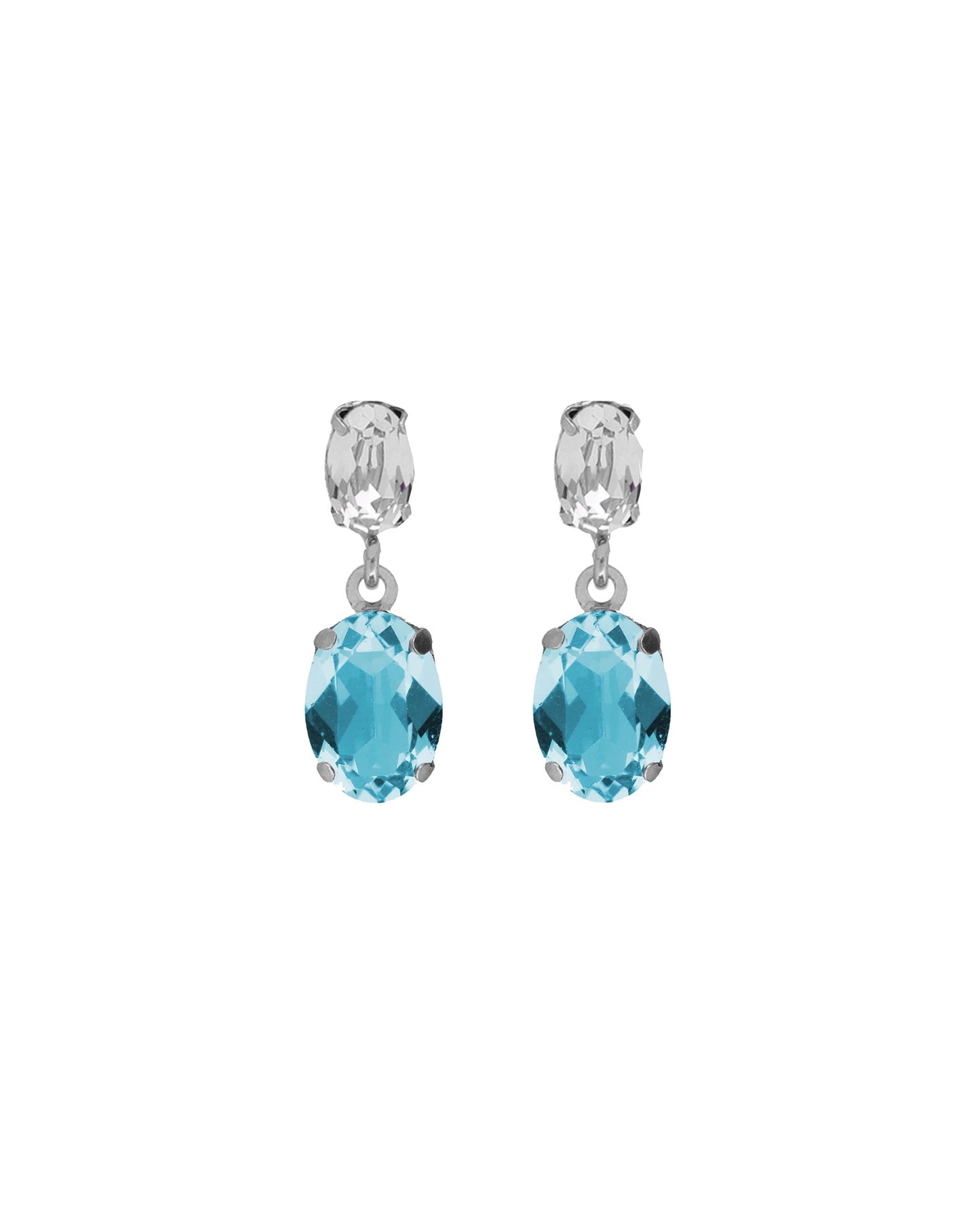 Pendientes cortos oval Ombra con cristal en Plata baño Rodio