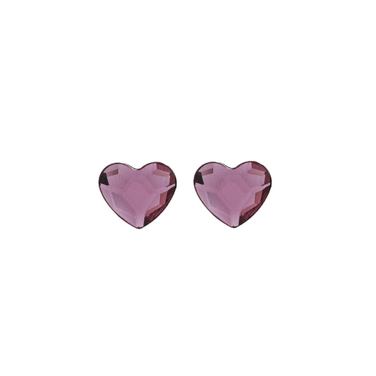 Pendientes botón Cuore corazón pequeño cristal en Plata baño Oro