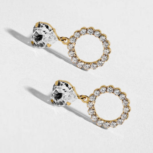 Pendientes largos Quererse Bien corazón cristales riviere en Plata