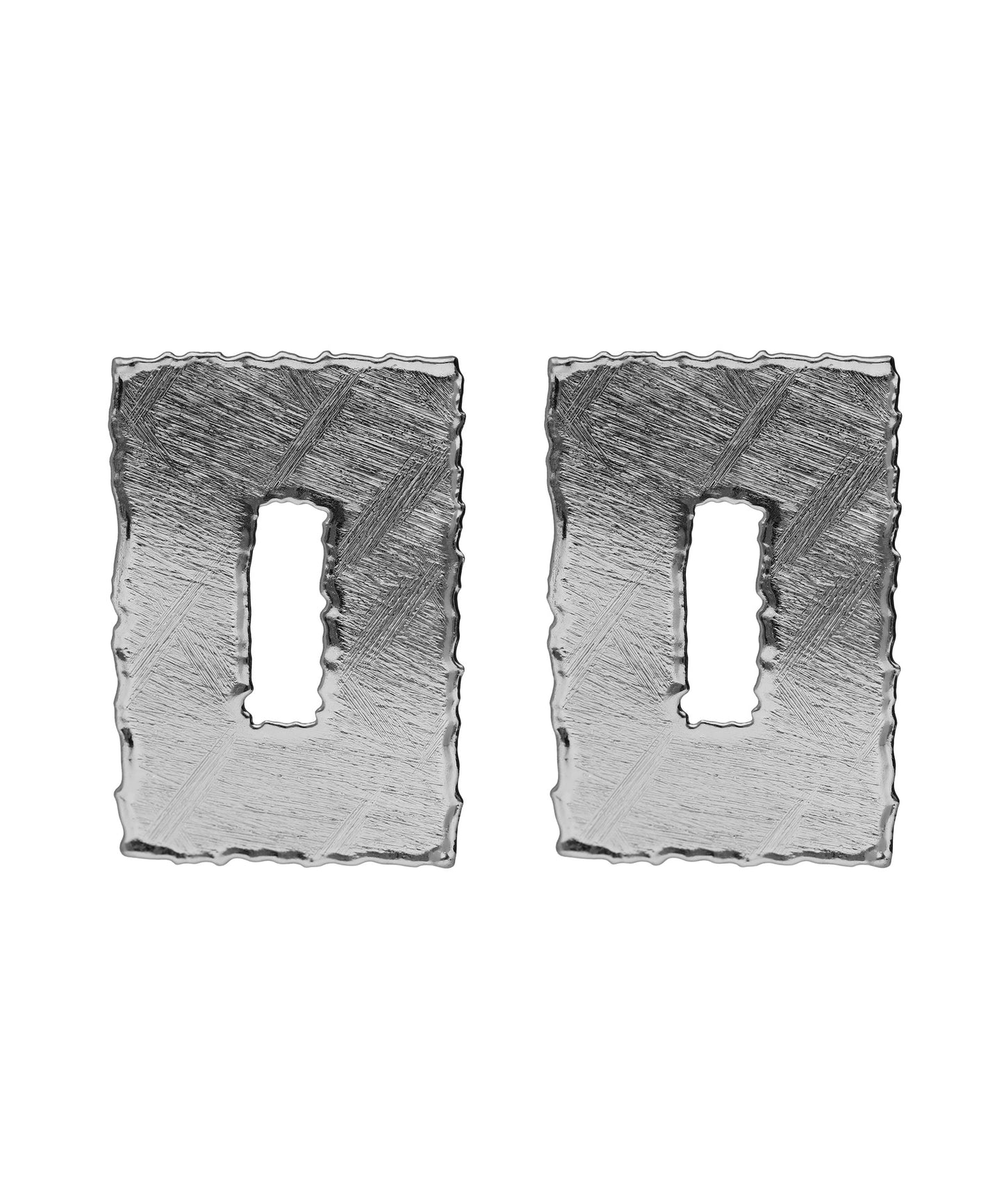 Pendientes largos textura rectángulo Alaska en Plata