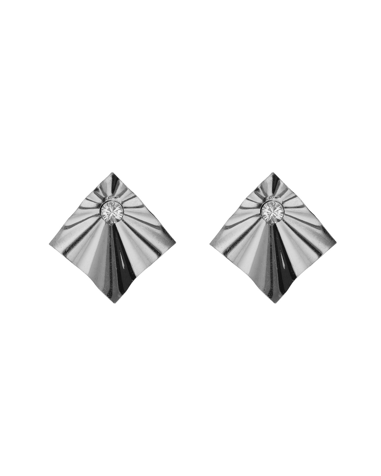 Pendientes botón rombo Alpina con cristal en Plata