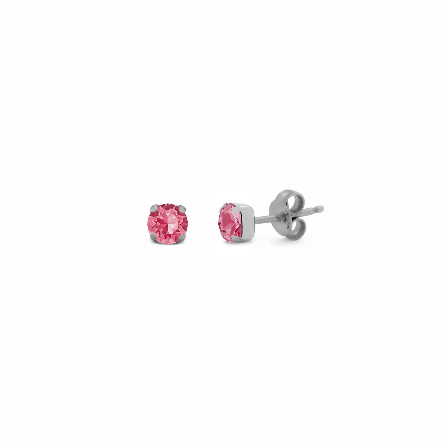Pendientes botón Celine círculo cristal en Plata baño rodio