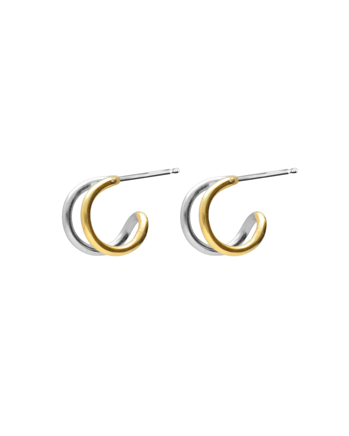 Pendientes aro Avenue doble bicolor en Plata