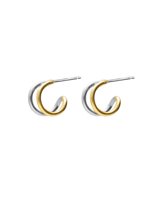 Pendientes aro Avenue doble bicolor en Plata