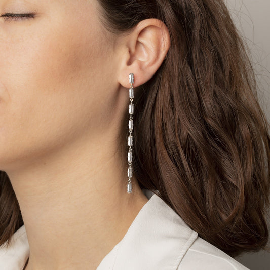 Pendientes largos Esgueva cristal en Plata baño rodio